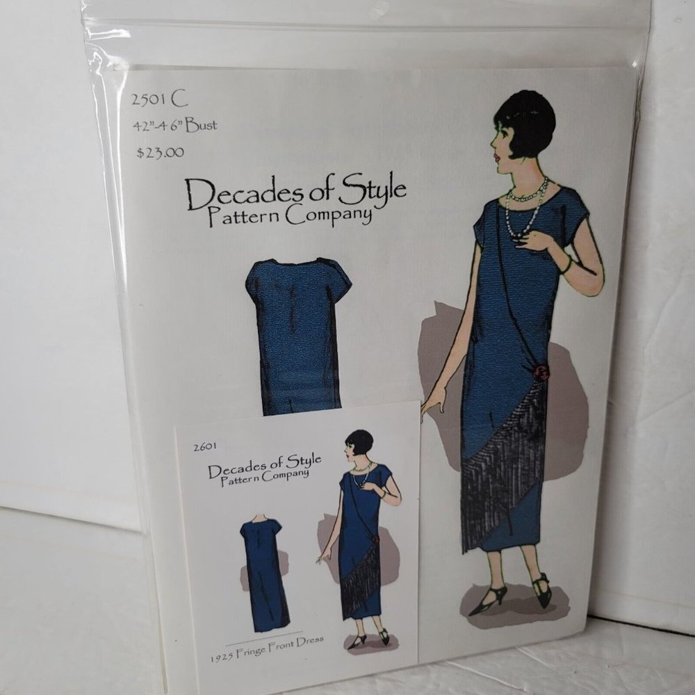 Decades of Style Pattern 2501C 42 to 46 Inch Bust1925 Fringe Front Dress 2005